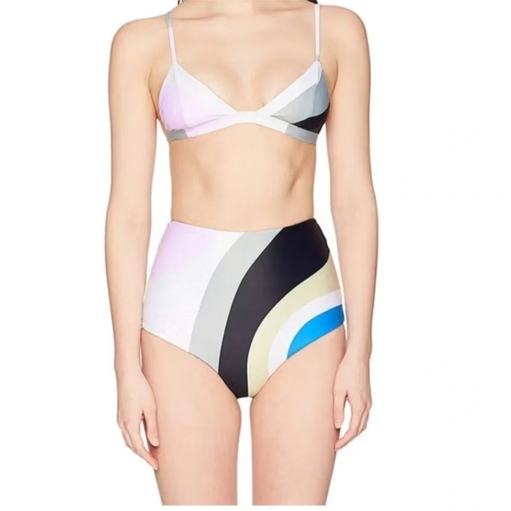 NWT Mara Hoffman Swim Lydia Bikini Bottom Womens Sage Multi Color